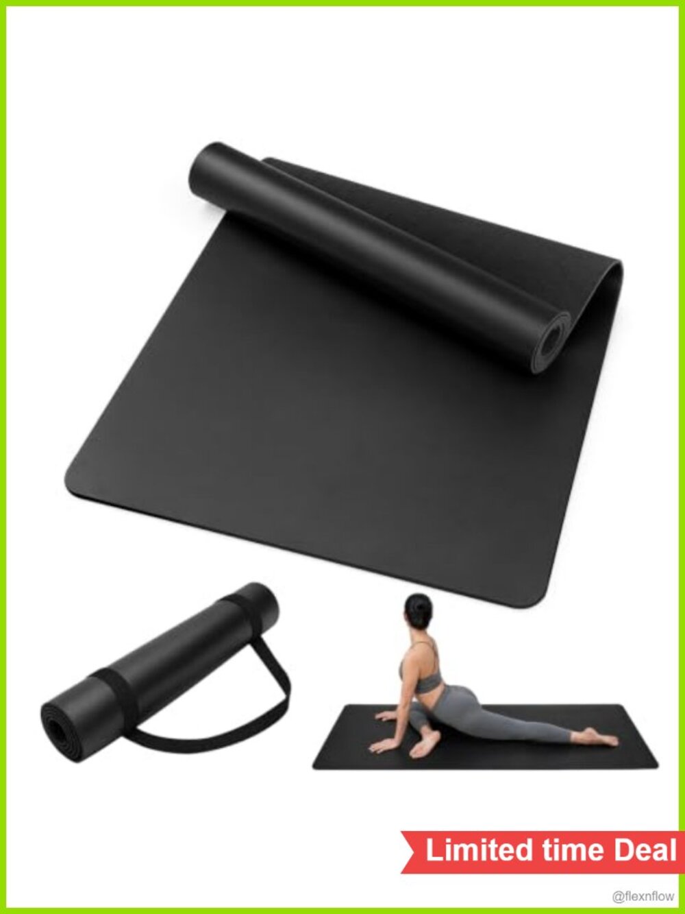 Hot Yoga Mat 72x27 PU Natural Rubber Non-Slip Extra Large with Strap